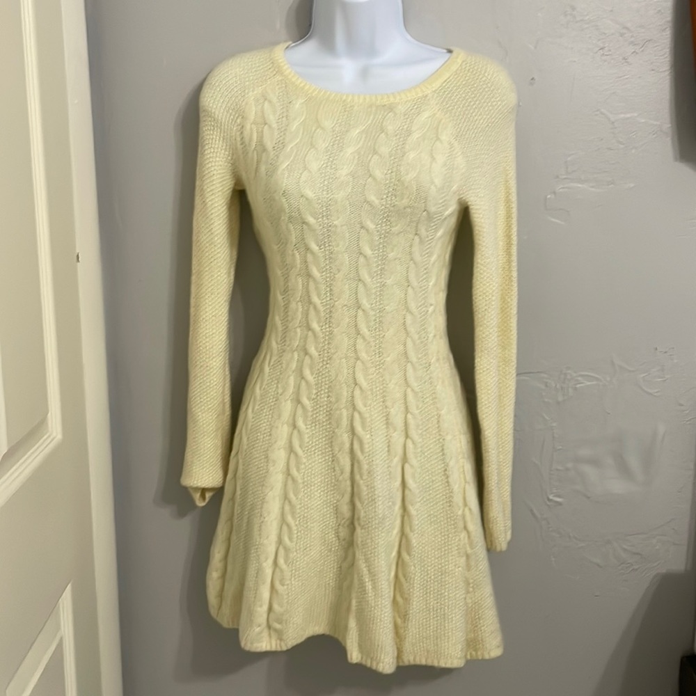 Yellow sweater dress